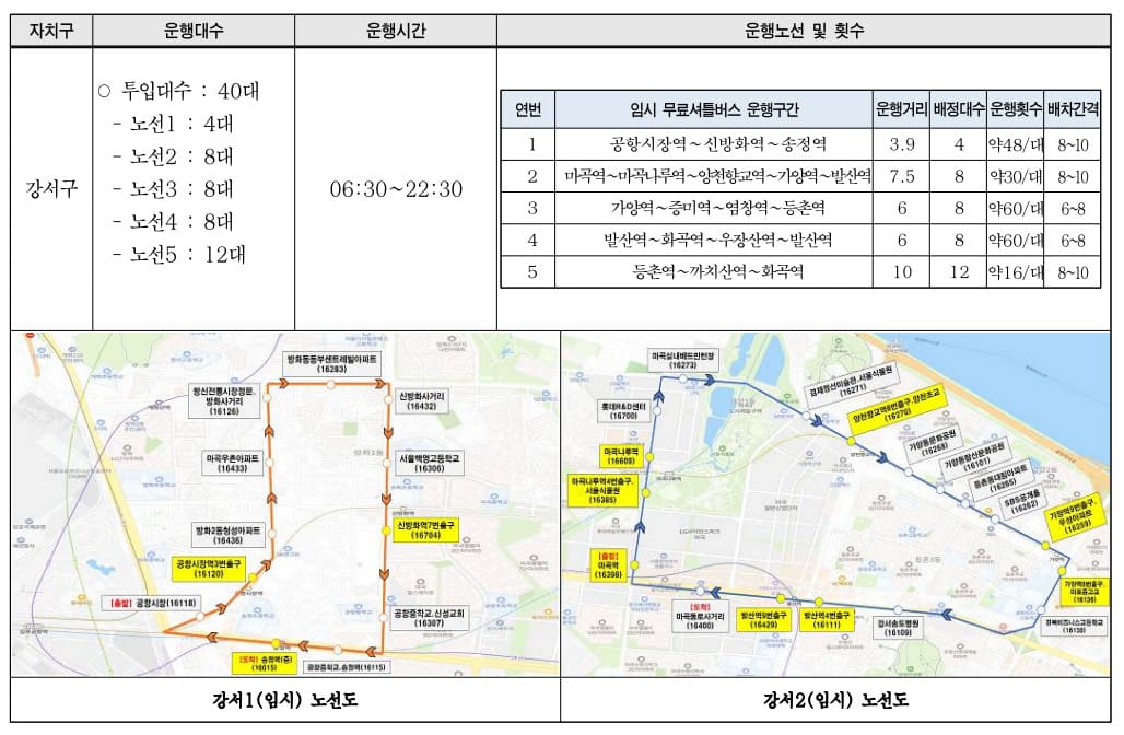 강서구 버스 파업 무료 셔틀버스 운행 안내